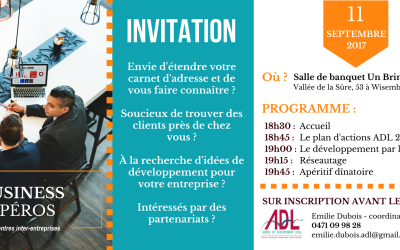 Business Apéros pour les entreprises de Léglise, Fauvillers, Martelange et Vaux-sur-Sûre